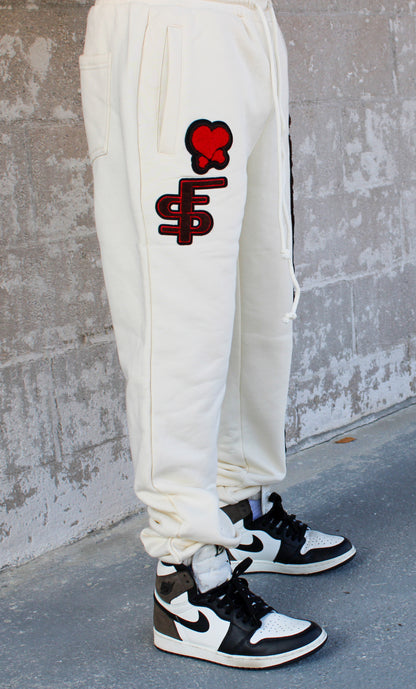 Cream Varsity Joggers