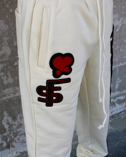 Cream Varsity Joggers