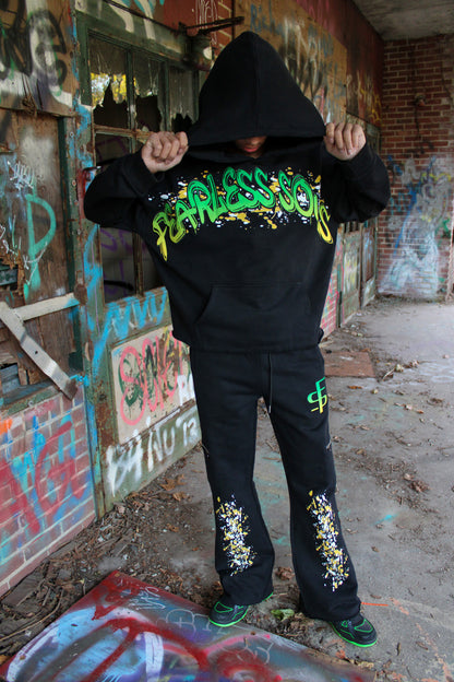 Green Graffiti Flare Pants