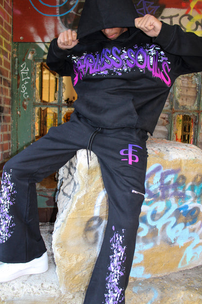 Purple Graffiti Flare Pants