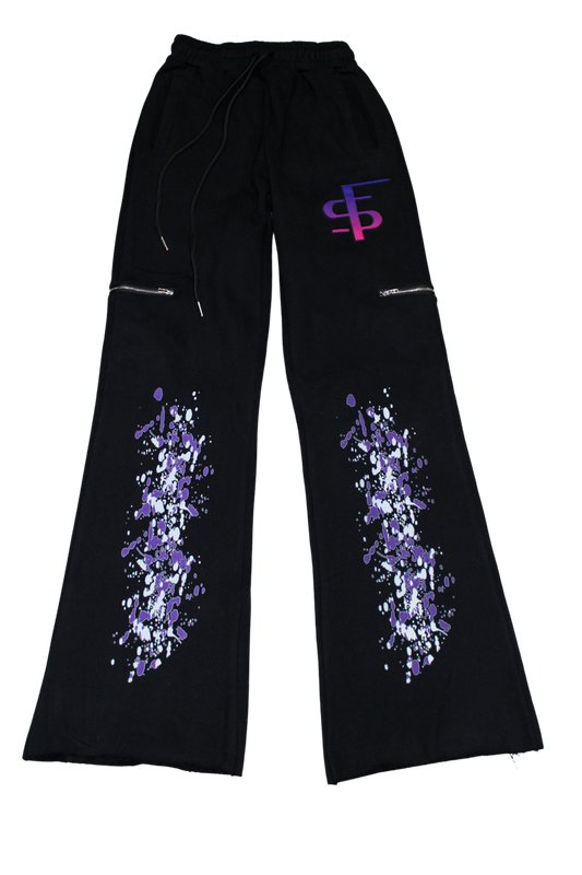 Purple Graffiti Flare Pants